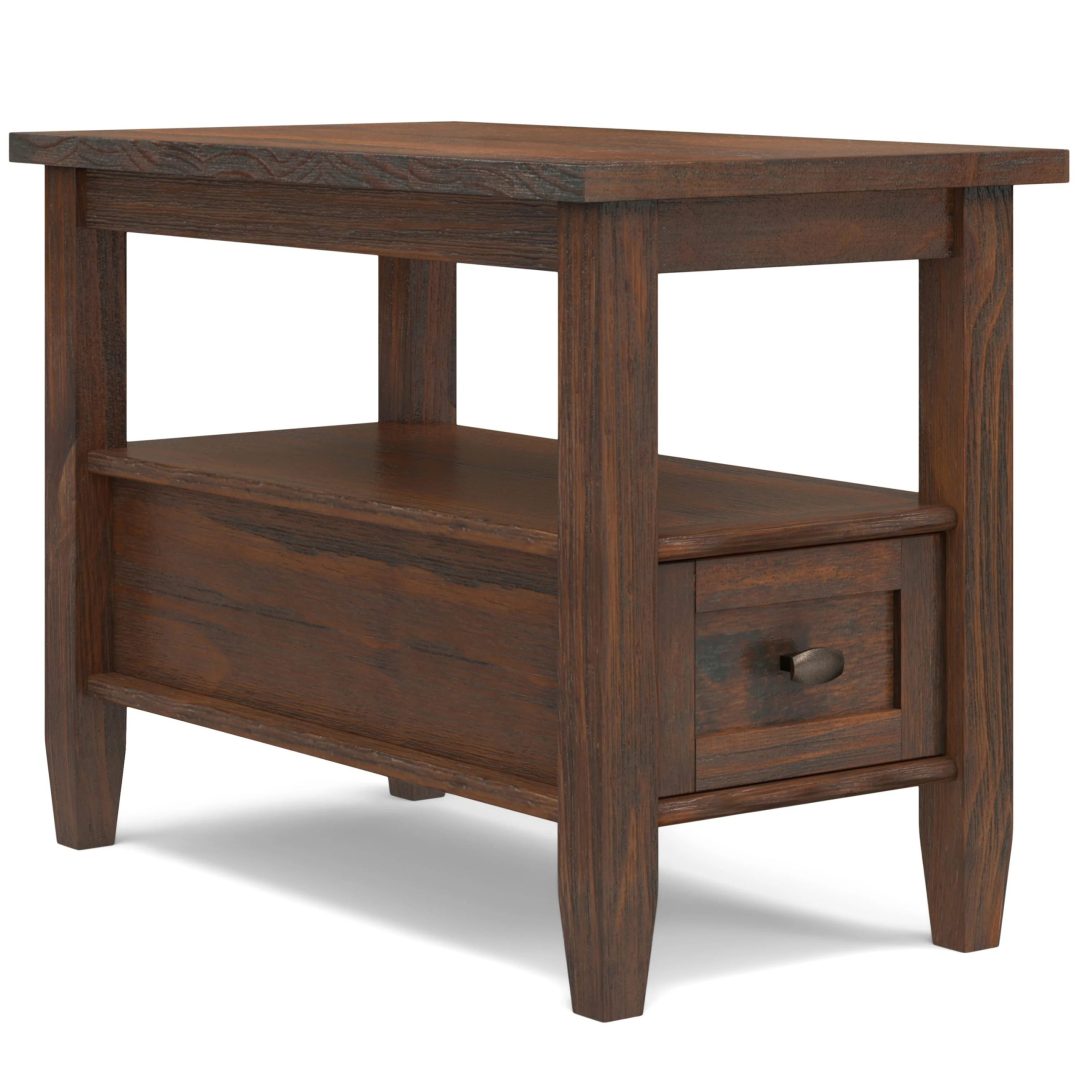 ZenVora 14" Wide Solid Wood Narrow Side Table, Rectangle Transitional Style Accent Table