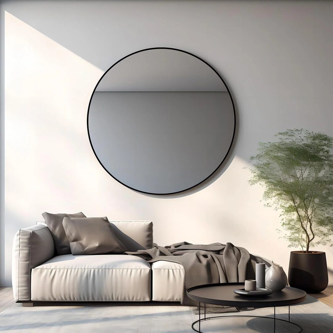 ZenVora Round Metal Black Frame Bathroom Vanity Mirror, Wall Mounted Decorative Mirror