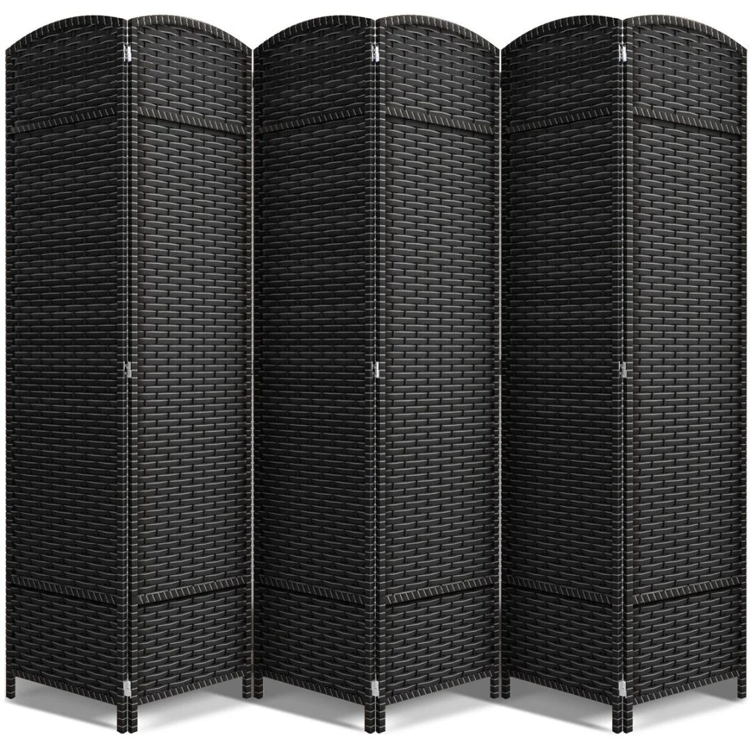 ZenVora 6 Panel Room Divider, 6ft Tall Extra Wide Folding Privacy Screen with Hand-Woven Mesh Panels