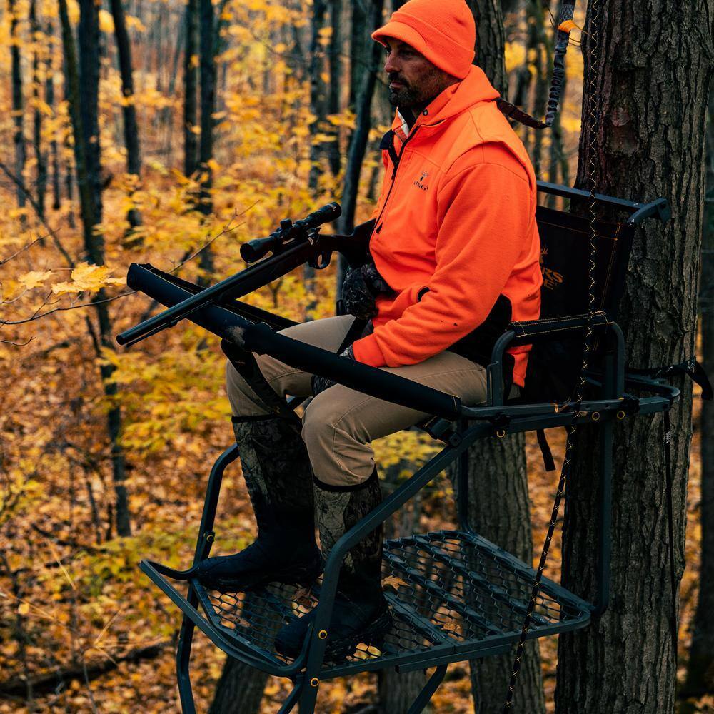 ZenVora Jumbo Jack Ladder Stand – Adjustable Shooting Rail, Large Platform, Mesh Seat