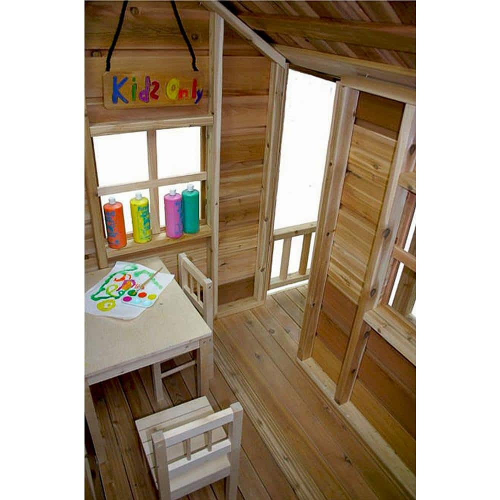 ZenVora Little Squirt 6x6 ft Wooden Playhouse for Kids, Western Red Cedar Outdoor Playhouse with Screened Windows, Dutch Door & Floor Included