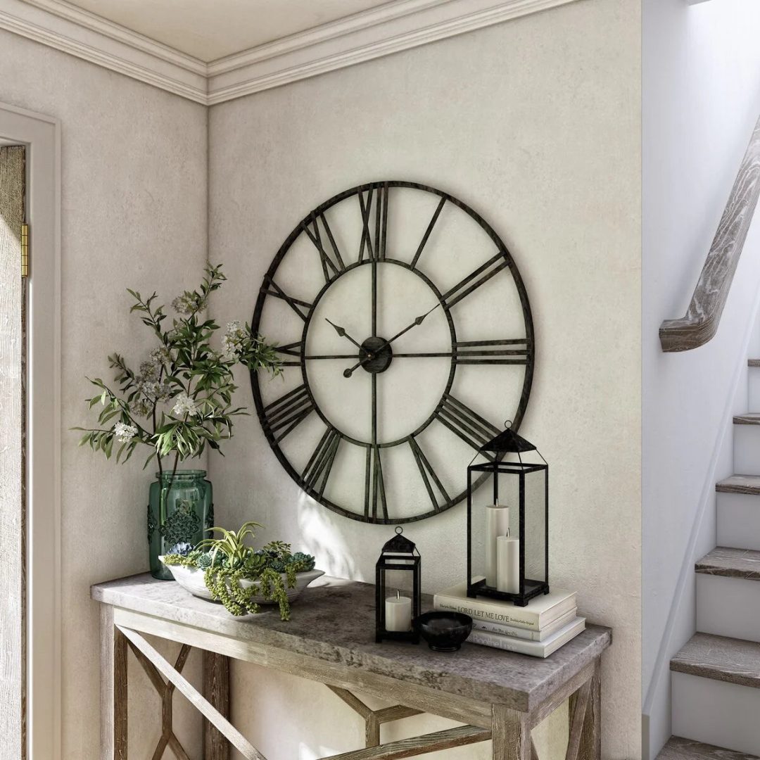 ZenVora Modern Round Metal Wall Clock, Decorative Circular Hanging Clock for Living Room, Bedroom and Office