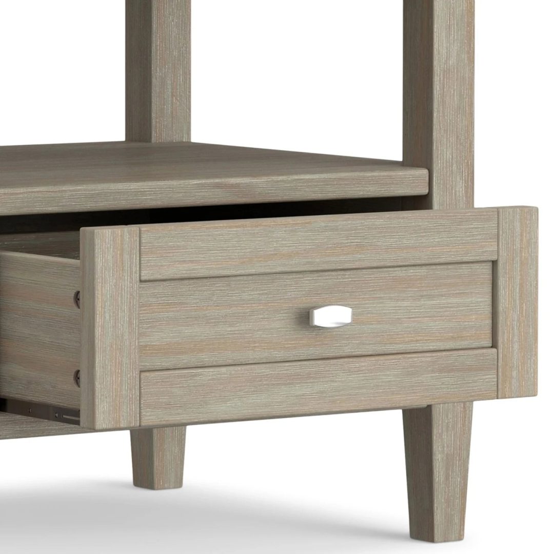 ZenVora 20 Inch Wide Solid Wood Rectangle End Table, Transitional Side Table