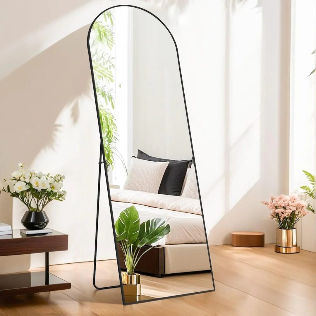 ZenVora 21x64 Arched Full-Length Mirror – Shatter-Proof Glass with Aluminum Alloy Stand