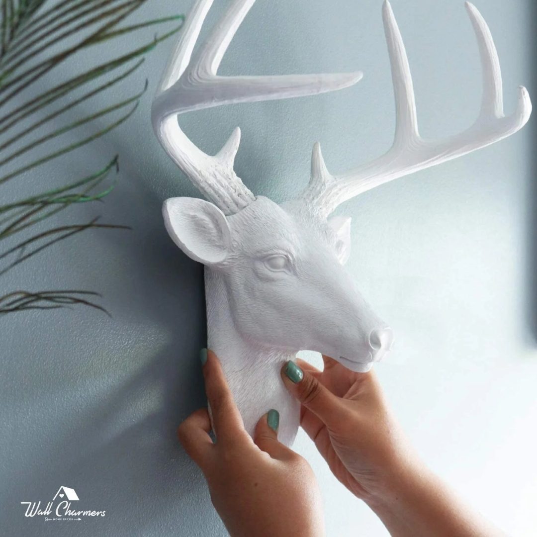 ZenVora White Deer Head Wall Decor, Modern Decorative Animal Head Sculpture for Living Room, Bedroom and Home Decoration
