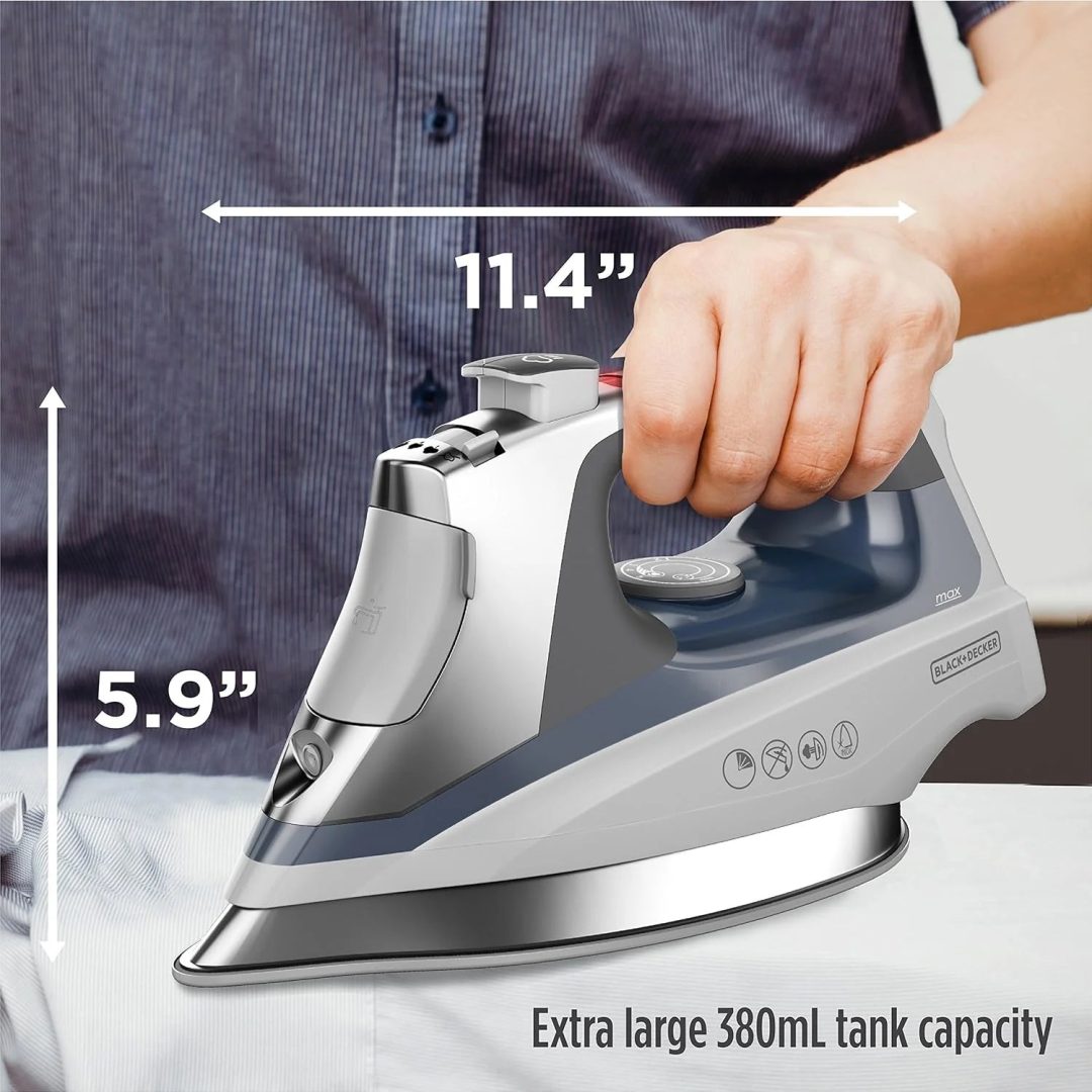 ZenVora Professional Steam Iron for Clothes, Powerful High Steam Output Garment Iron for Home and Travel