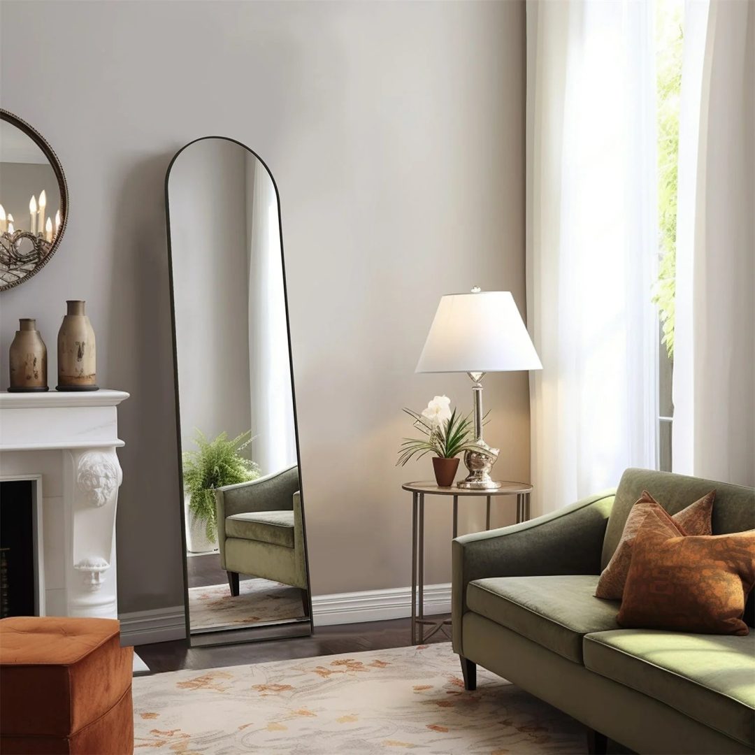 ZenVora Full Length Mirror with Stand, Aluminum Alloy Frame Full Body Floor Mirror for Bedroom and Cloakroom