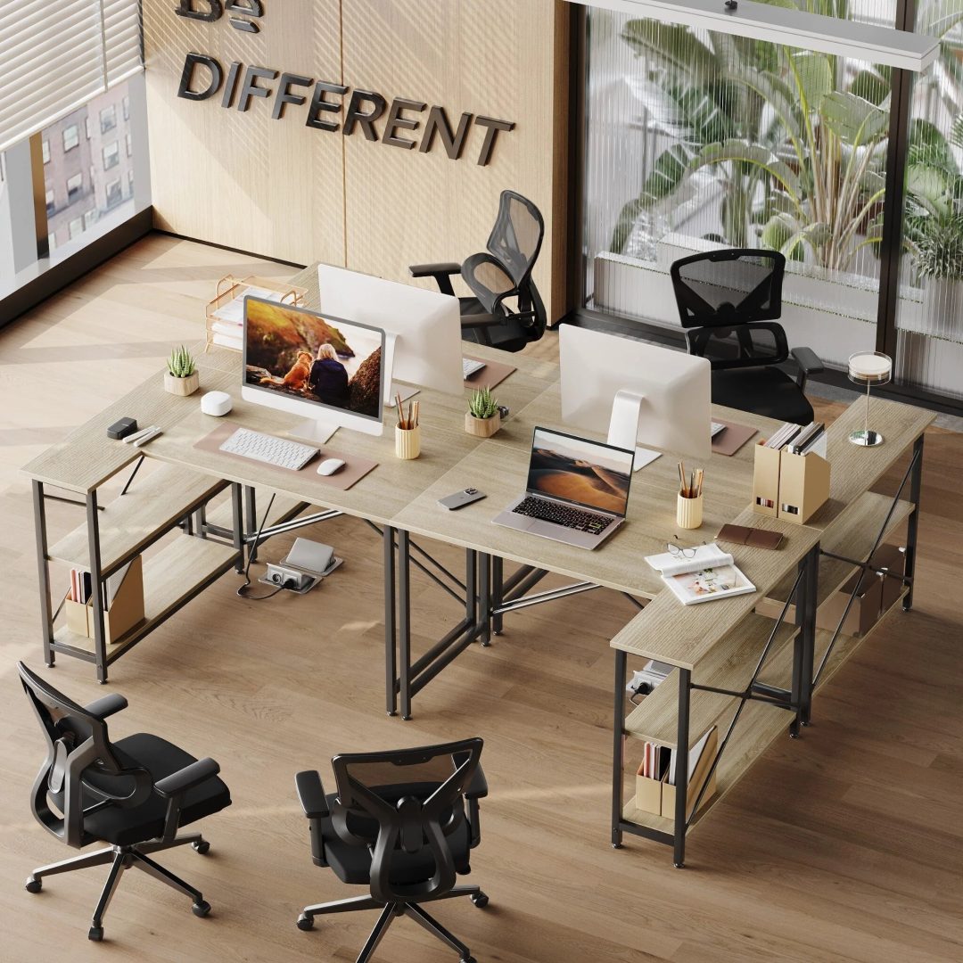 ZenVora Small L Shaped Computer Desk with Storage Shelves, Compact Corner Workstation for Home Office and Study