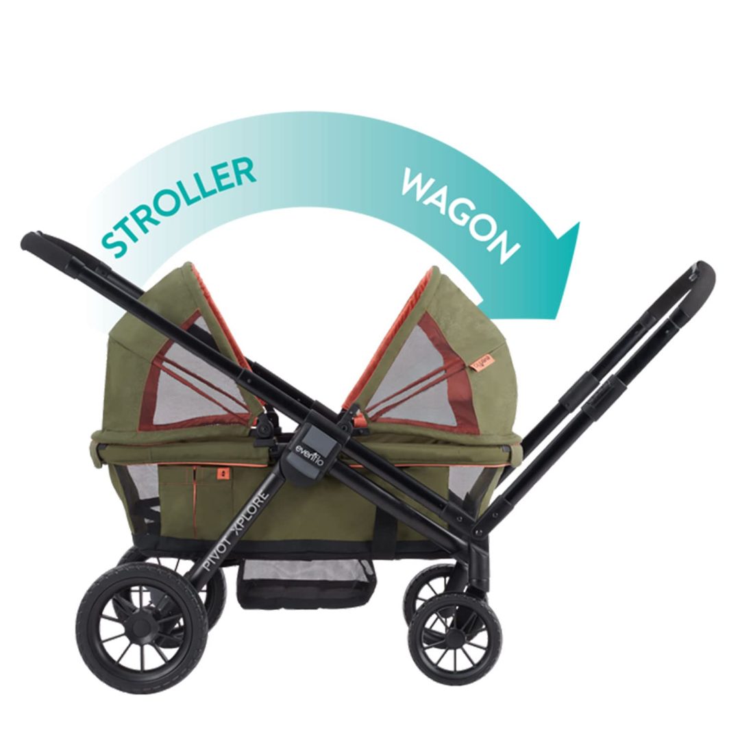 ZenVora 2-in-1 All-Terrain Baby Stroller Wagon with Canopy and Storage - Gray