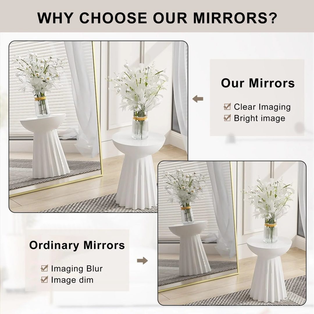 ZenVora Modern Arched Full Length Floor Mirror, Aluminum Alloy Frame Standing Full Body Mirror