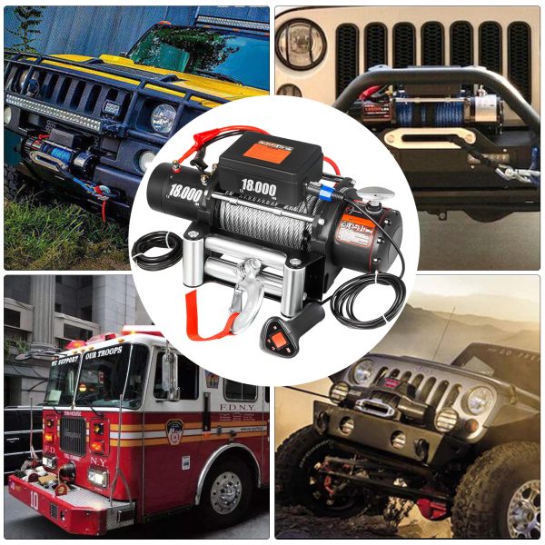 ZenVora 18,000 LBS Electric Winch, 12V Steel Cable Winch, Off-Road Towing Winch for ATV, UTV, Truck and Trailer
