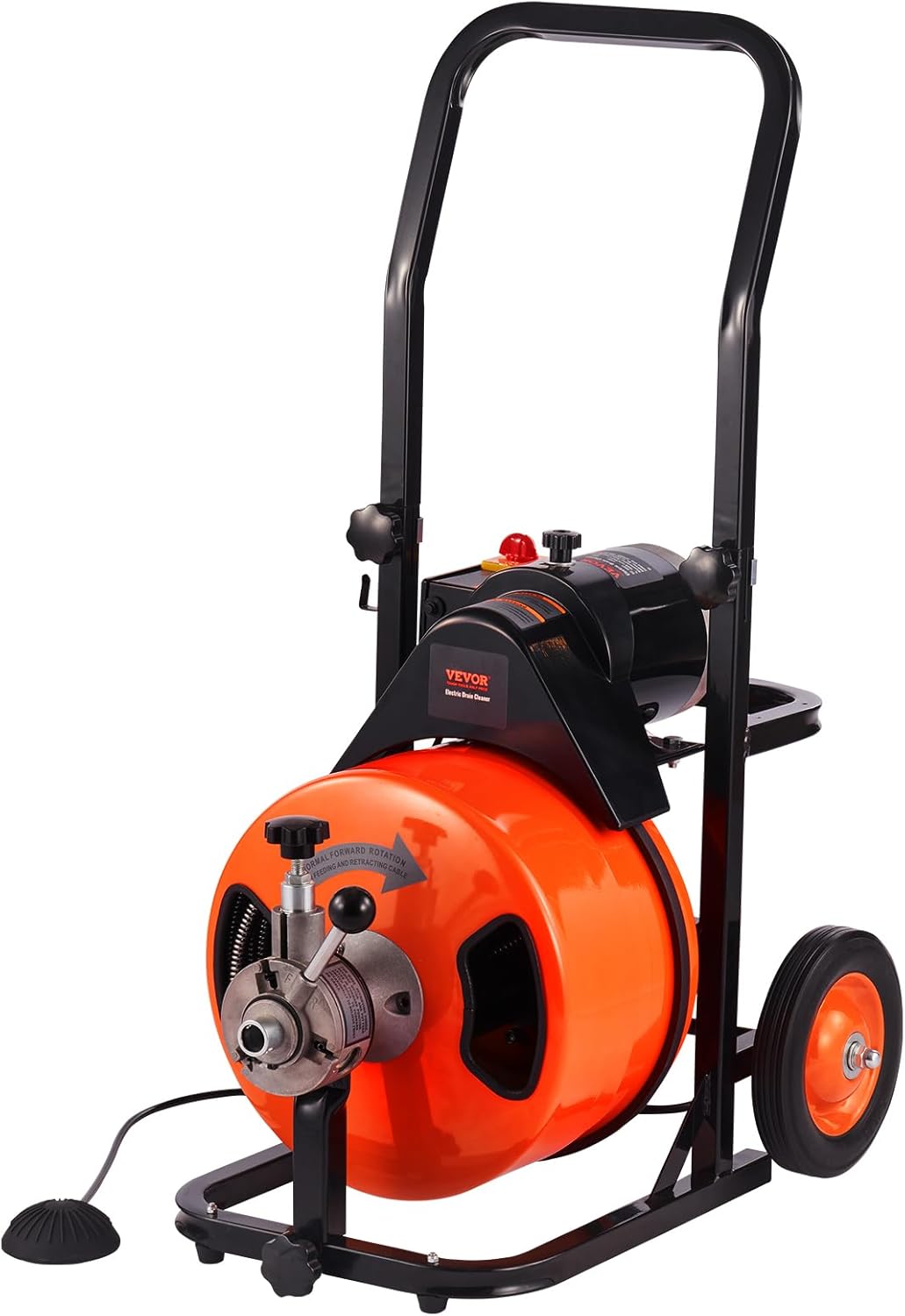 ZenVora 100FT x 1/2-Inch Drain Cleaner Machine, Auto-Feed Sewer Snake with 4 Cutters and Foot Switch for 1-4 Inch Pipes