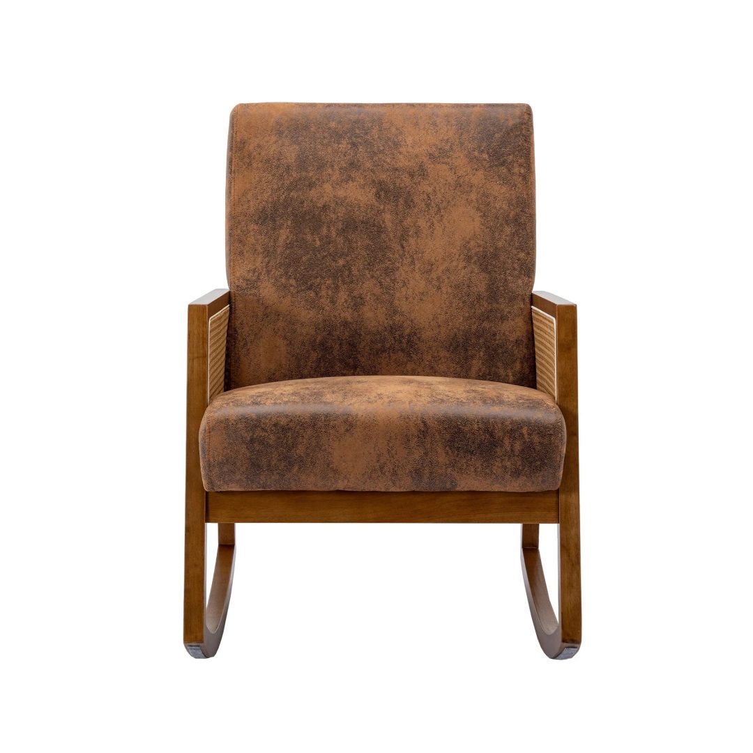 ZenVora Upholstered Tall Back Rocking Chair, Smooth Gliding Accent Armchair for Comfortable Living Room Seating
