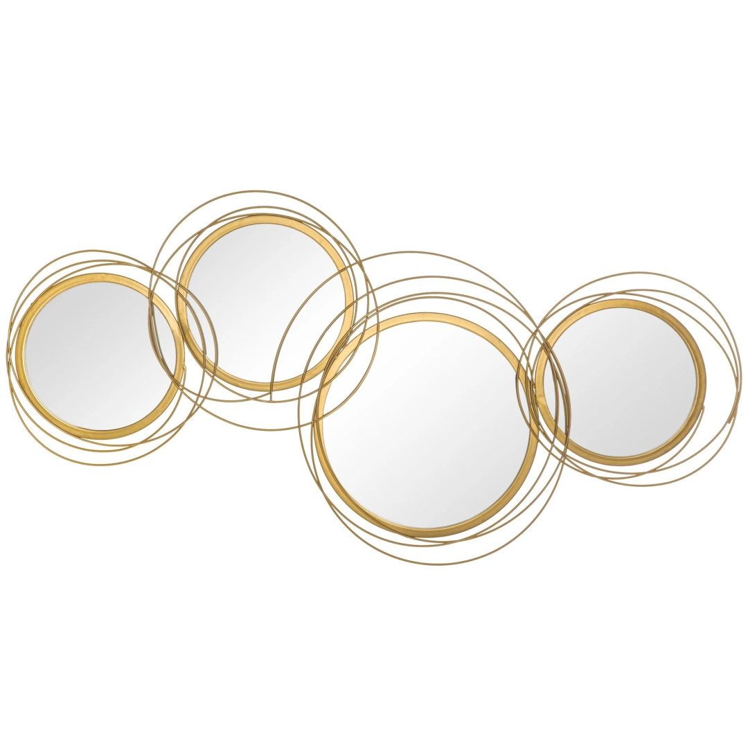 ZenVora Modern Gold Metal Wall Art with Mirror, Decorative Hanging Wall Sculpture for Living Room, Bedroom and Dining Room