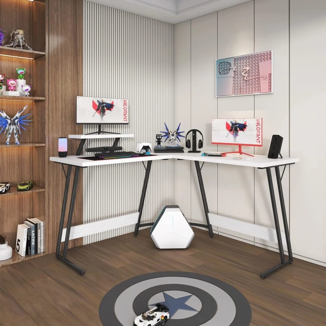 ZenVora L Shaped Gaming Desk, Corner Computer PC Workstation for Gaming, Home Office and Study