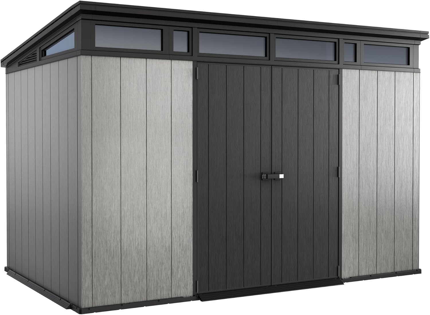 ZenVora 11 x 7 ft Resin Outdoor Storage Shed - Grey & Black Garden Shed Kit for Tools and Patio Storage