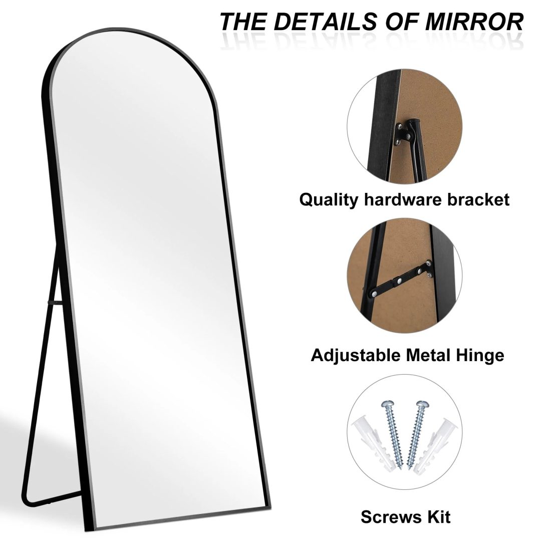 ZenVora Arched Full Length Floor Mirror, Large Full Body Standing and Wall Mounted Mirror for Bedroom, Living Room and Home Decor
