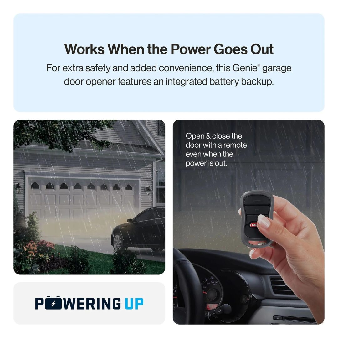 ZenVora 3/4 HP Chain Drive Garage Door Opener with Battery Backup