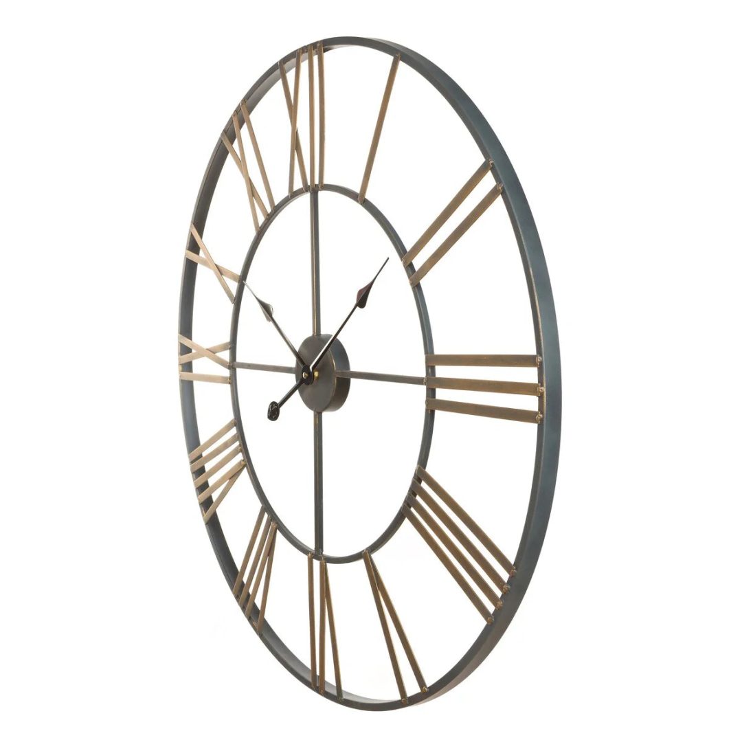ZenVora Modern Round Metal Wall Clock, Decorative Circular Hanging Clock for Living Room, Bedroom and Office