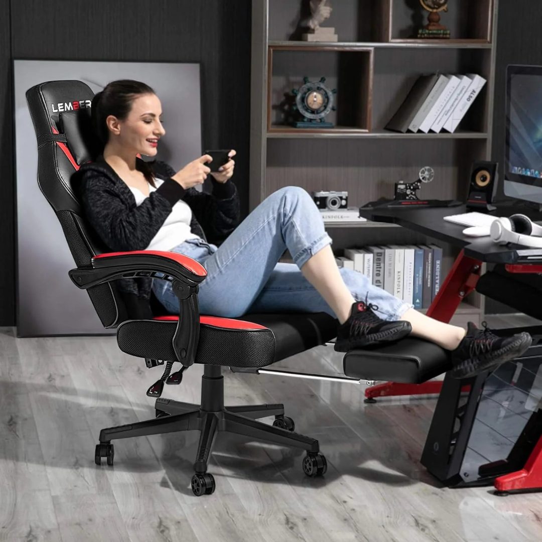 ZenVora Big and Tall Gaming Chair with Footrest, 400 LB Capacity Ergonomic Video Game Chair for Home and Gaming