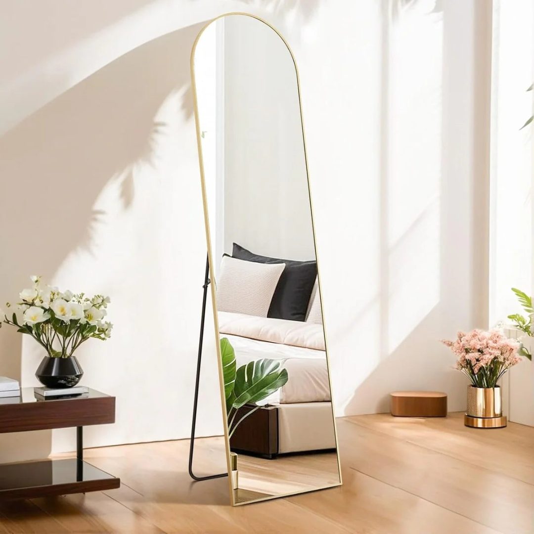 ZenVora Full Length Mirror with Stand, Aluminum Alloy Frame Full Body Floor Mirror for Bedroom and Cloakroom