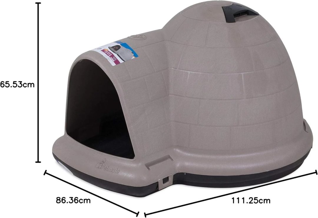 ZenVora XL Igloo Dog House for Dogs 90-125 Lbs., All-Weather Pet Shelter, Made in USA