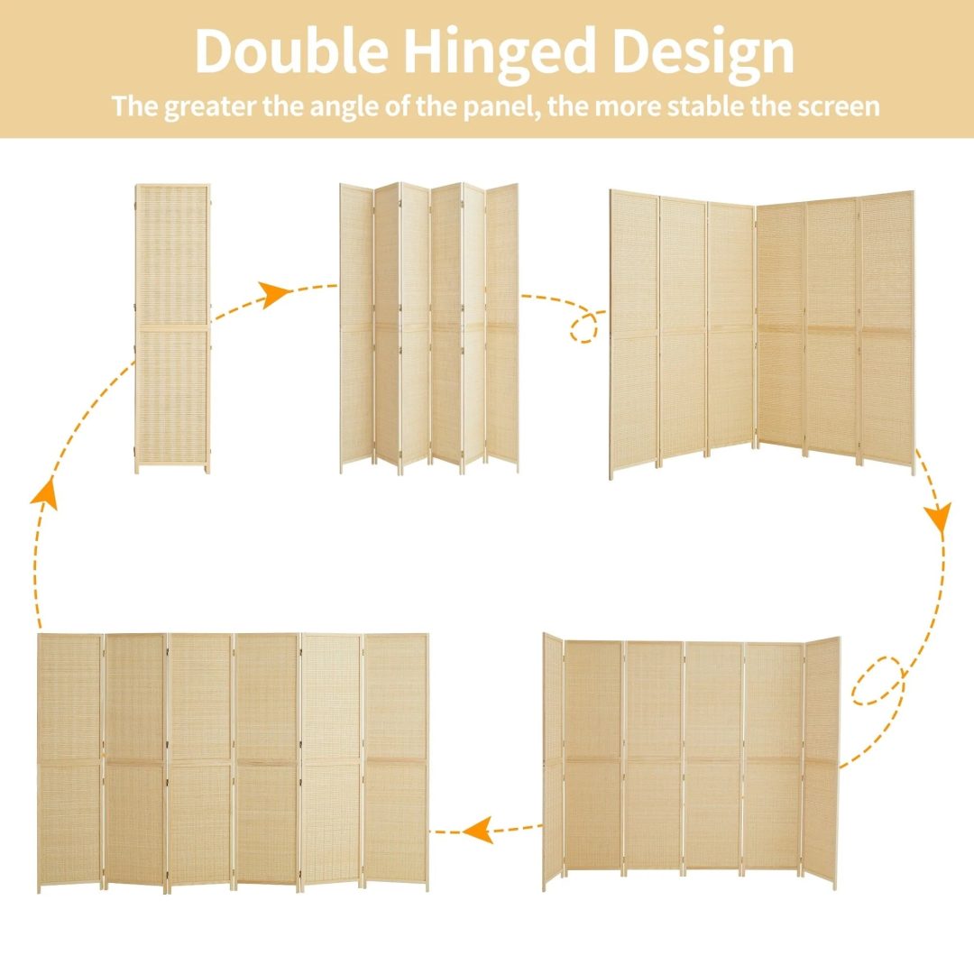 ZenVora 4-Panel Bamboo Folding Partition Screen 6FT Detachable Room Divider