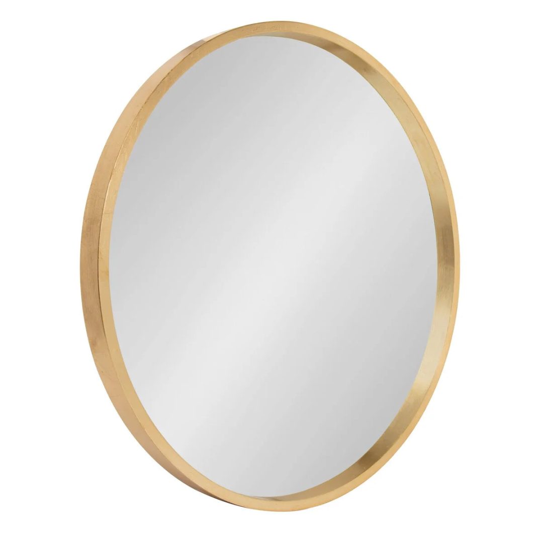 ZenVora Round Wood Accent Wall Mirror, Modern Decorative Wooden Frame Mirror for Living Room, Bedroom and Entryway