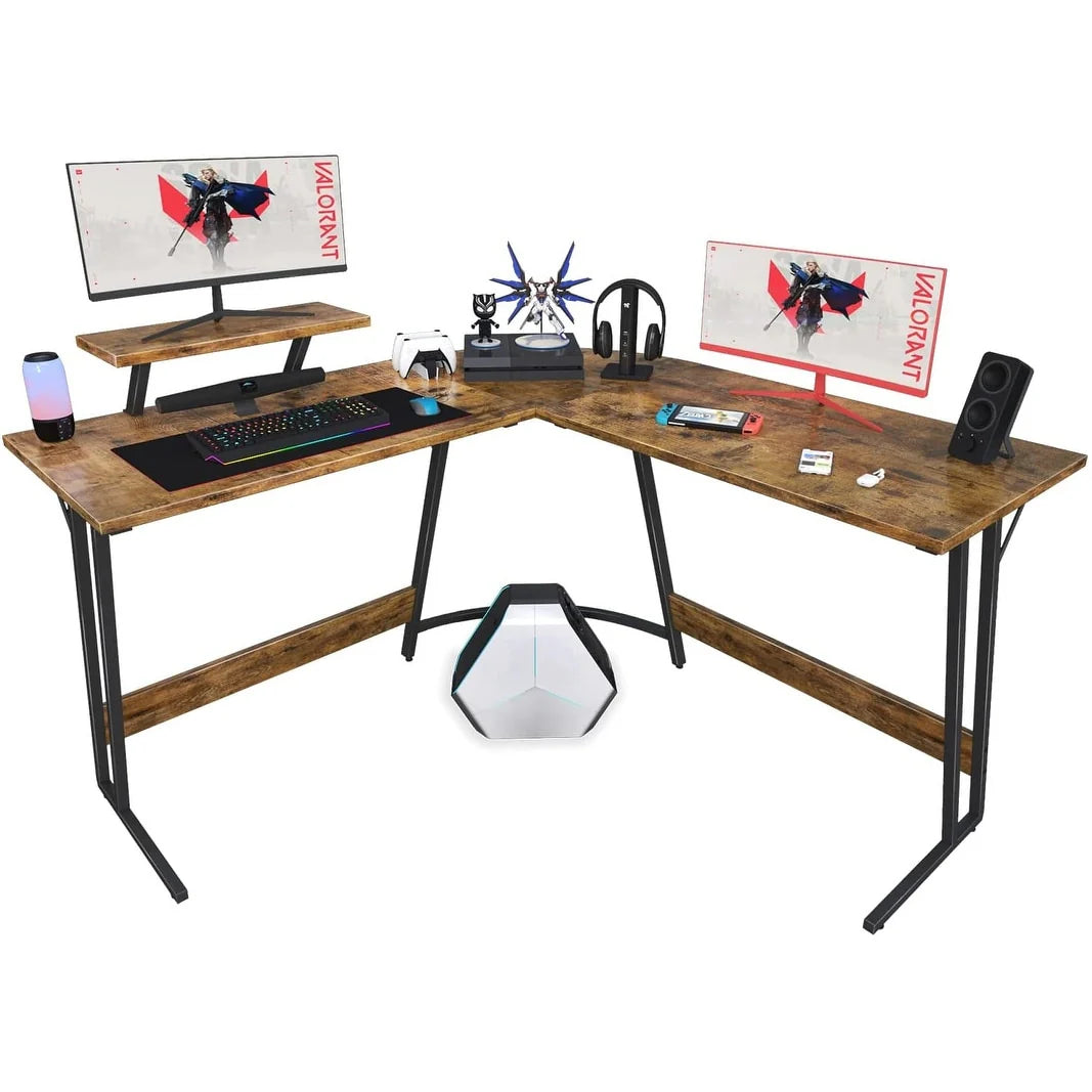 ZenVora L Shaped Gaming Desk, Corner Computer PC Workstation for Gaming, Home Office and Study