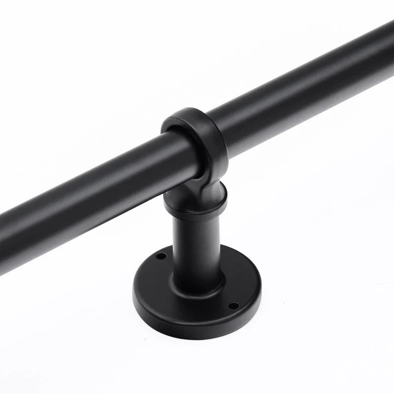 ZenVora 1 Inch Industrial Curtain Rods for Windows, Blackout Wrap-Around Rods, Rustic Matte Black