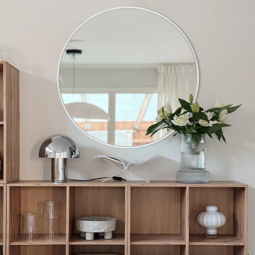 ZenVora Modern Round Bathroom Vanity Mirror, Wall Mounted Circular Mirror for Bathroom, Bedroom and Home Decor