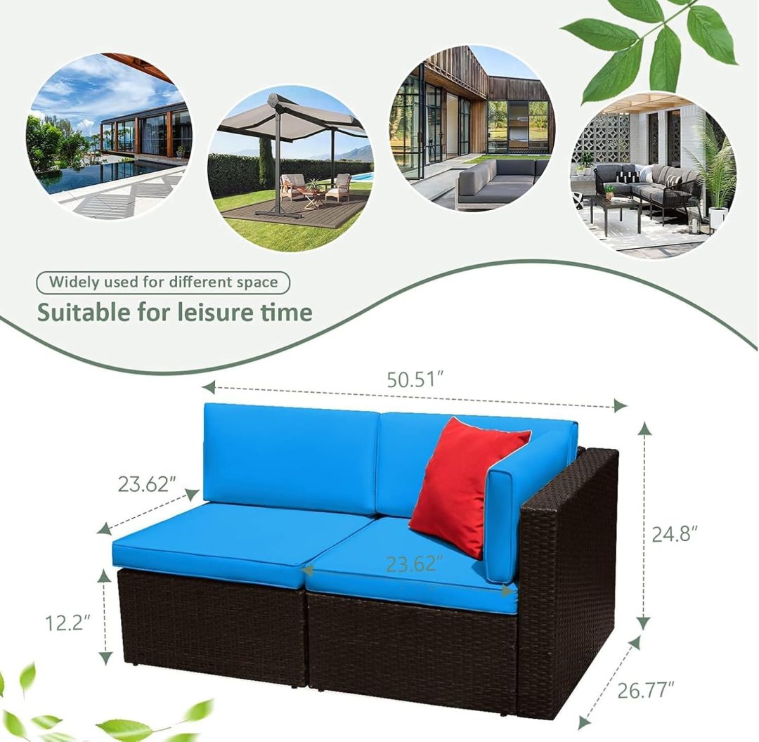 ZenVora 5-Piece All-Weather Patio Furniture Set with Cushions, Outdoor Wicker Conversation Sofa Set for Garden, Deck & Backyard