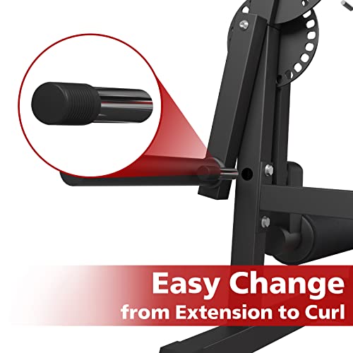 ZenVora Leg Extension and Leg Curl Machine, Adjustable Lower Body Exercise Bench, Strength Training Equipment for Home Gym and Fitness Workouts