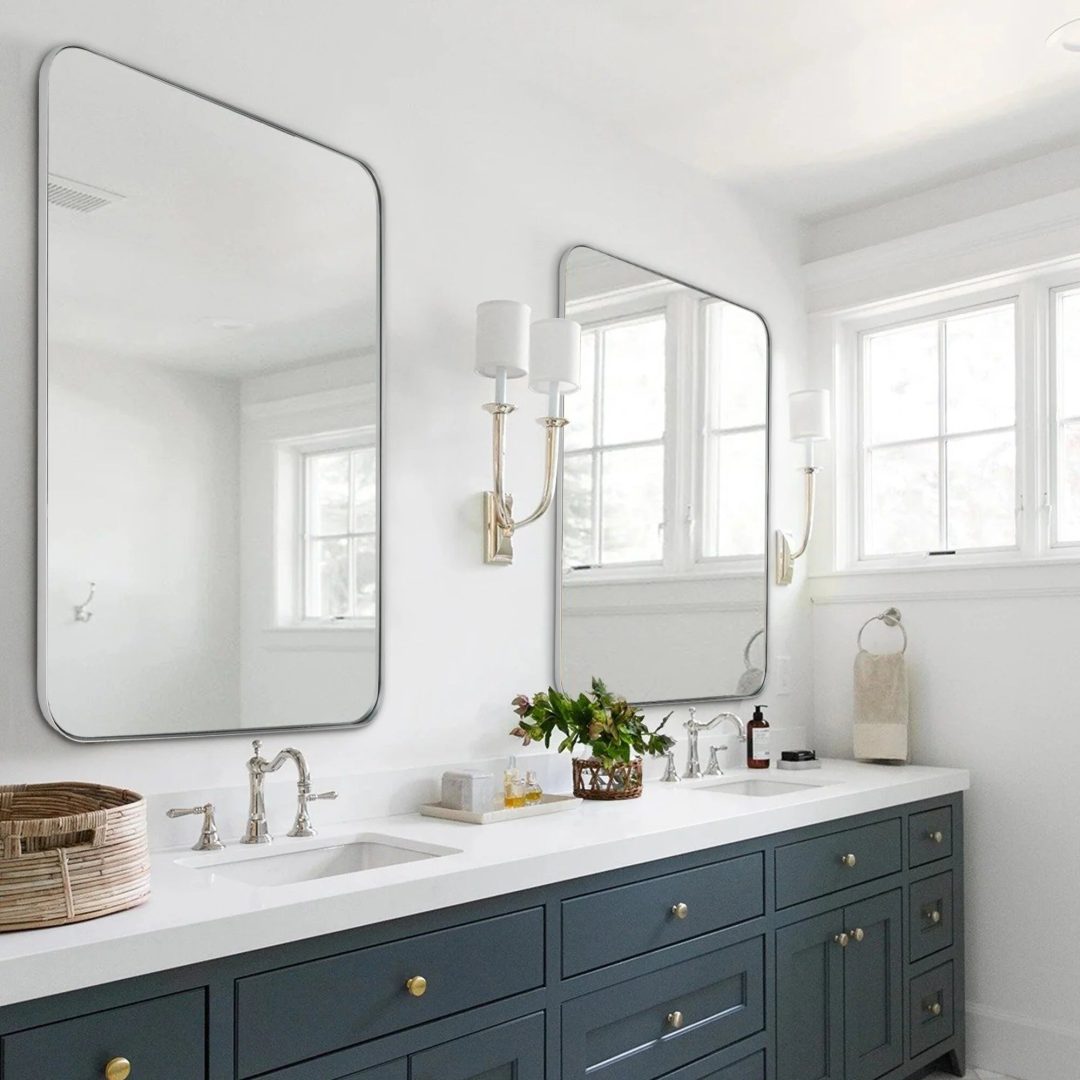 ZenVora Wall Mirror Vanity Mirror, Bathroom Mirror with Rounded Corners, 1 Piece