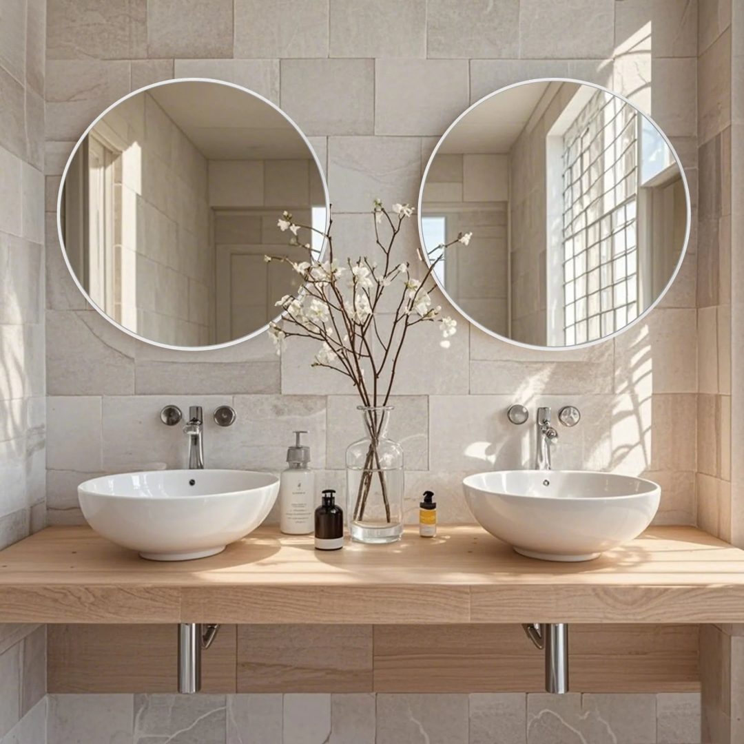 ZenVora Modern Round Bathroom Vanity Mirror, Wall Mounted Circular Mirror for Bathroom, Bedroom and Home Decor