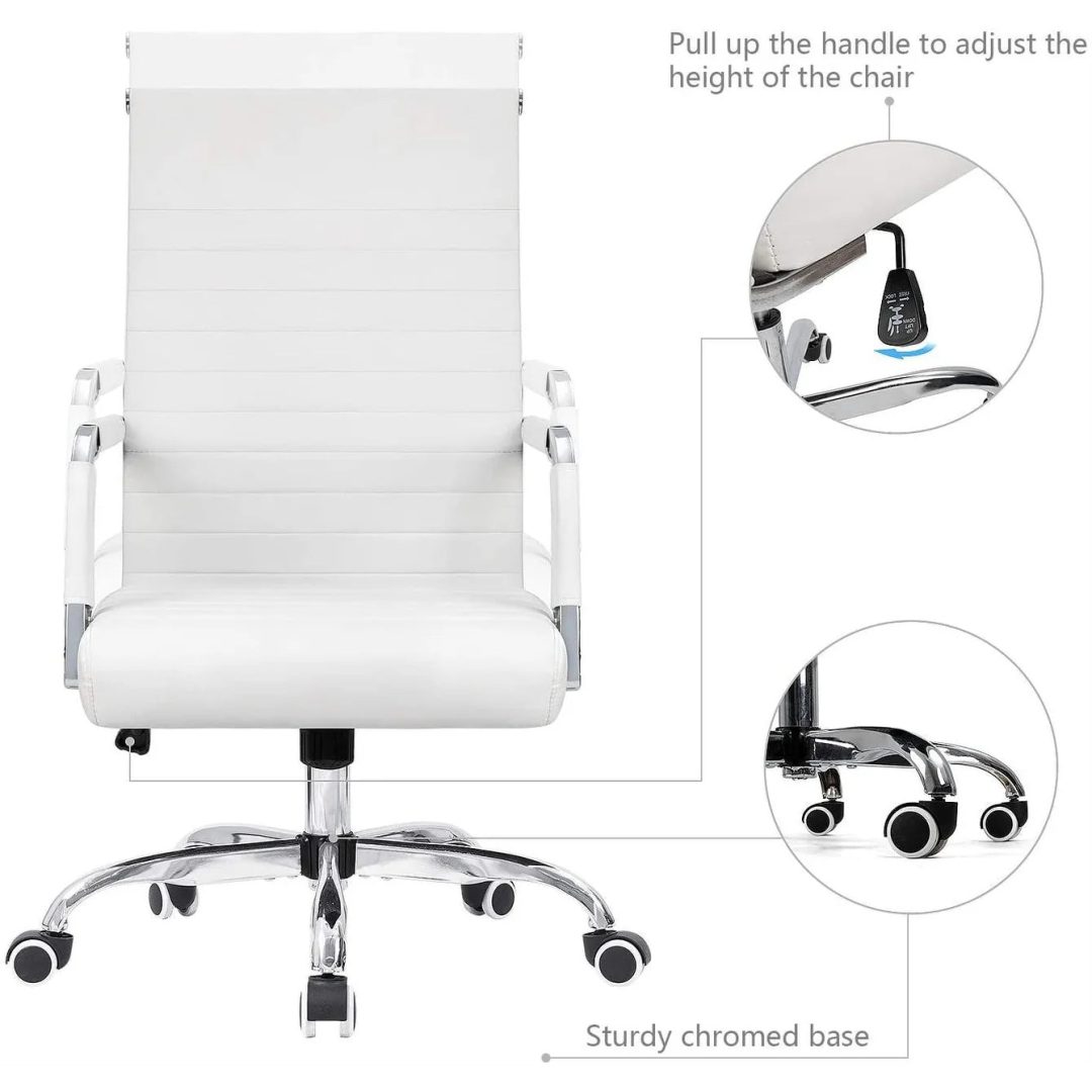 ZenVora Ergonomic Ribbed Office Chair, Modern Computer Desk Chair with Comfortable Upholstered Seat for Home and Office
