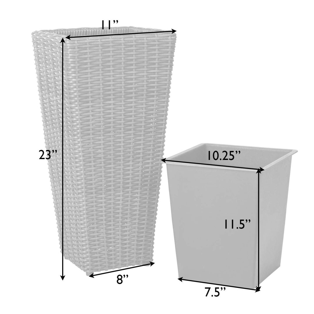 ZenVora All-Weather Wicker Planter Set with Liners, Outdoor Decorative Garden Plant Pots for Patio, Deck & Balcony