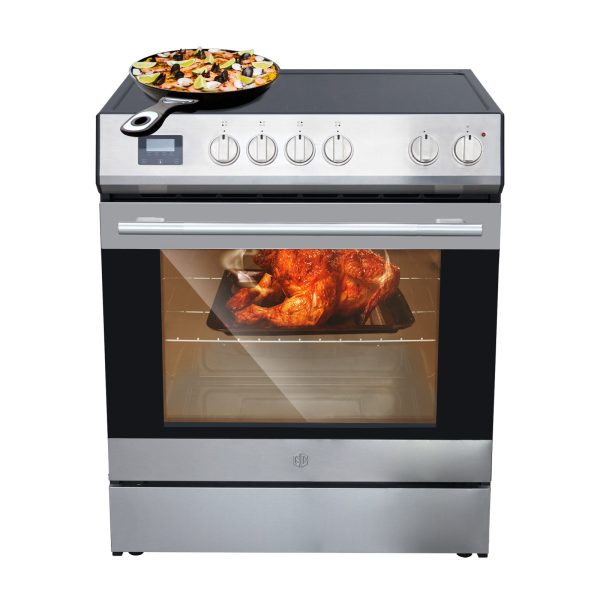ZenVora 5.0 Cu. Ft. Freestanding Electric Range with Front Controls and 5 Cooktop Elements, Stainless Steel