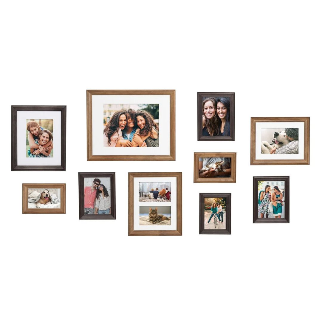 ZenVora 10-Piece Wood Gallery Wall Picture Frame Set, Decorative Photo Display Frames for Living Room, Bedroom and Home Decor