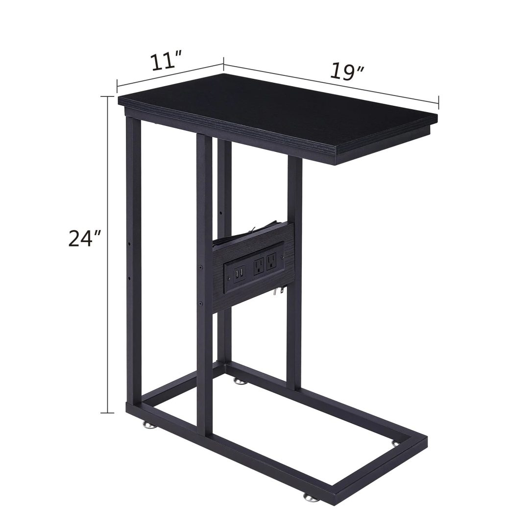 ZenVora Set of 2 C-Shaped Sofa Side Tables, Small End Tables for Living Room, Bedside and TV Tray