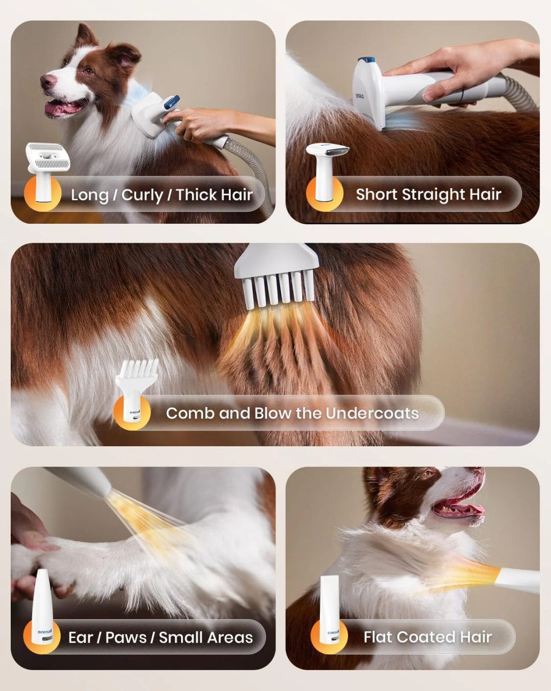 ZenVora 8-in-1 Dog Grooming Vacuum & Dryer, Pet Shedding and Grooming Kit for Hair Removal, Clipping and Drying
