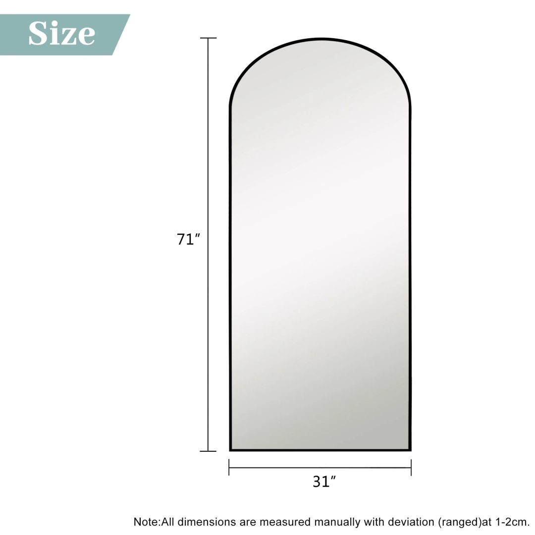 ZenVora Arched Full Length Floor Mirror, Large Full Body Standing and Wall Mounted Mirror for Bedroom, Living Room and Home Decor