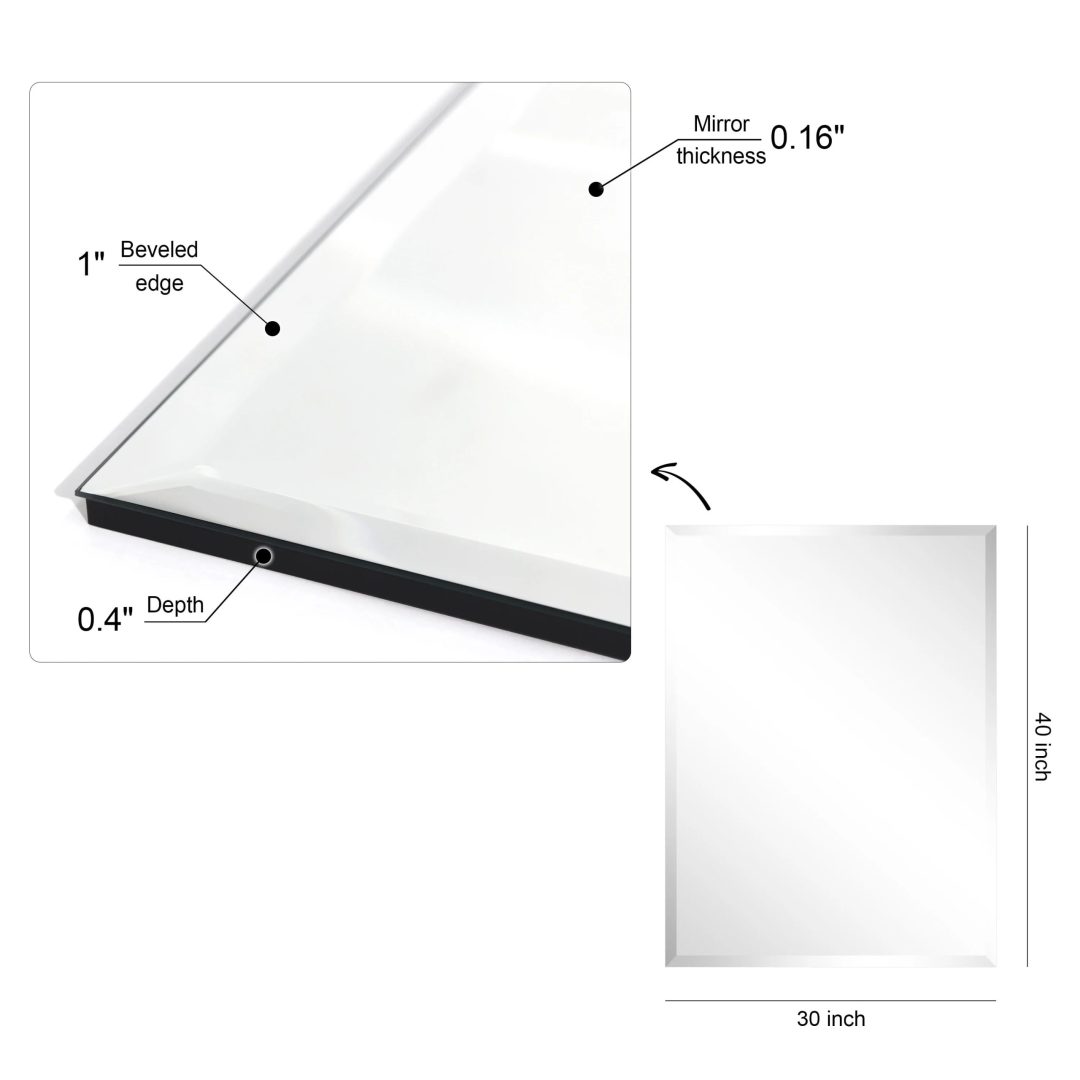ZenVora Frameless Beveled Prism Wall Mirror, Clear Square or Rectangular Decorative Mirror for Bathroom, Bedroom and Home Decor