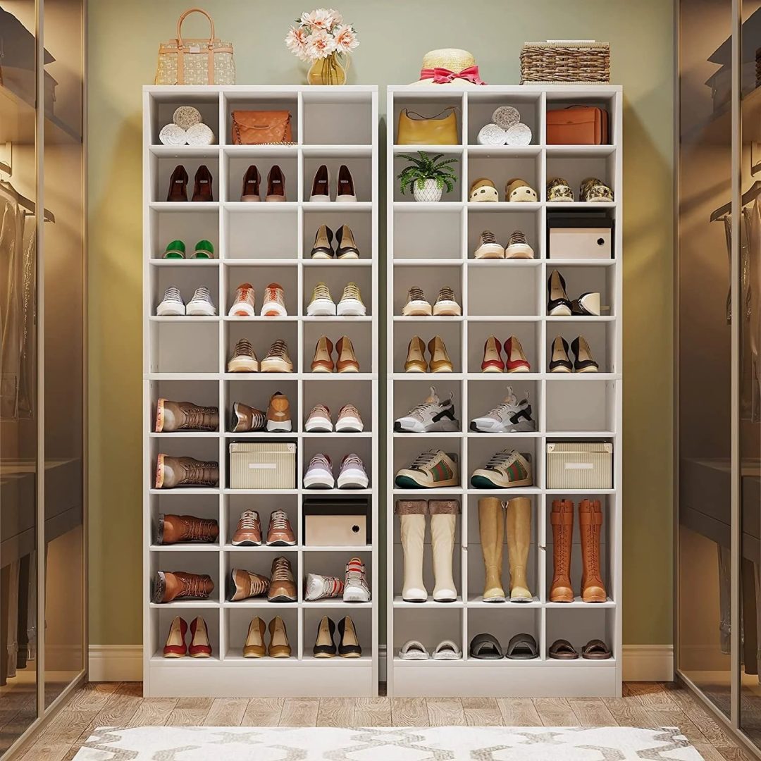 ZenVora 10-Tier Tall Shoe Cabinet, 30-Pair White Wood Shoe Storage Rack for Entryway and Closet