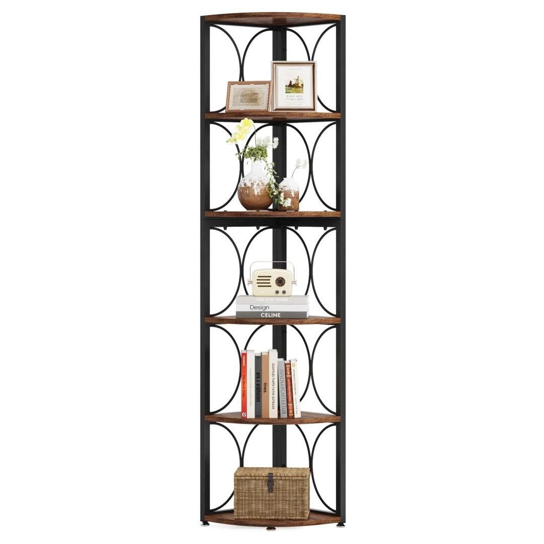 ZenVora 67 Inch Tall Corner Shelf, Freestanding Corner Bookshelf and Storage Shelving Unit