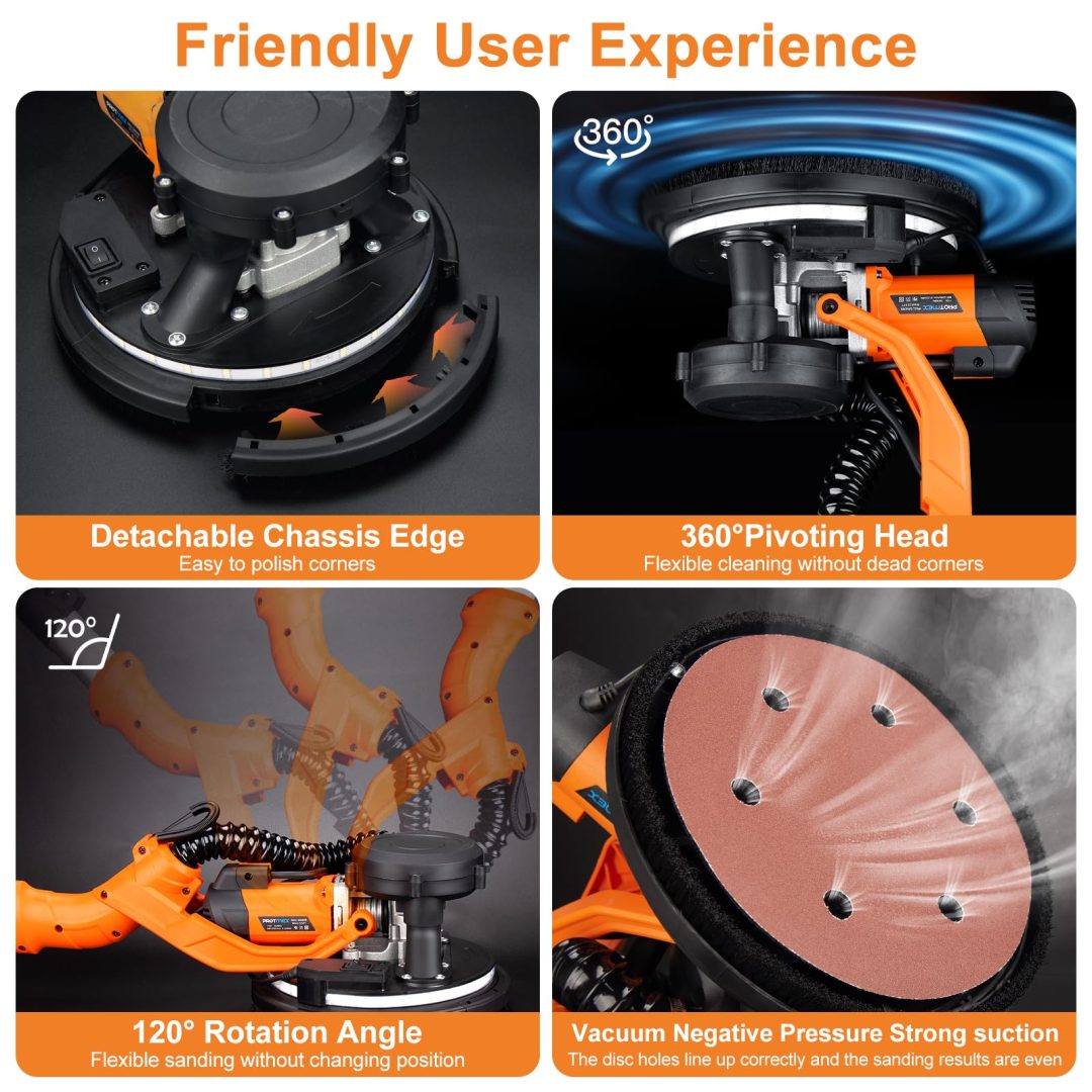 ZenVora 1000W Drywall Sander, Electric Wall and Ceiling Sanding Tool for Popcorn Texture Removal