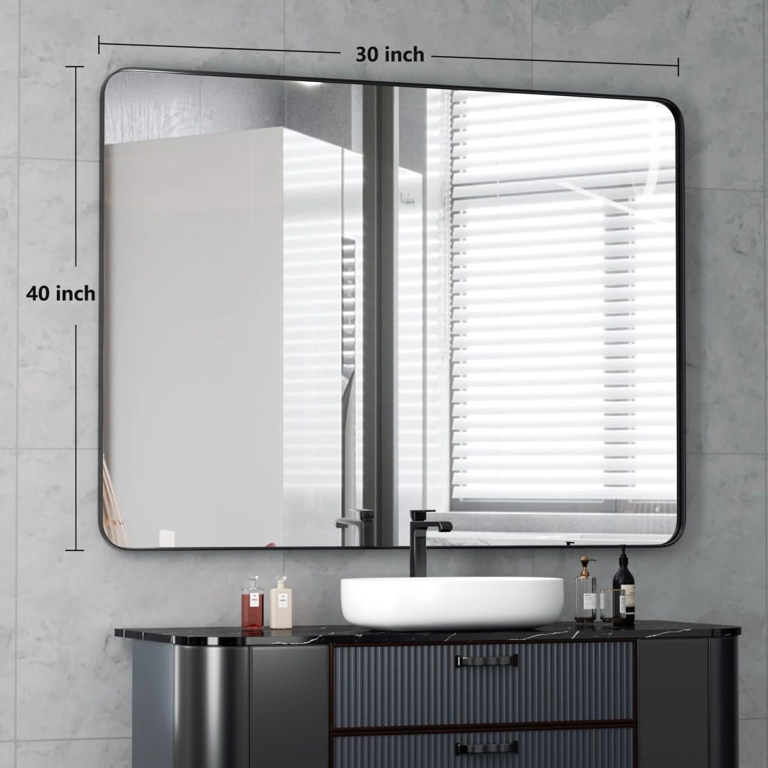 ZenVora Wall Mirror Vanity Mirror, Bathroom Mirror with Rounded Corners, 1 Piece