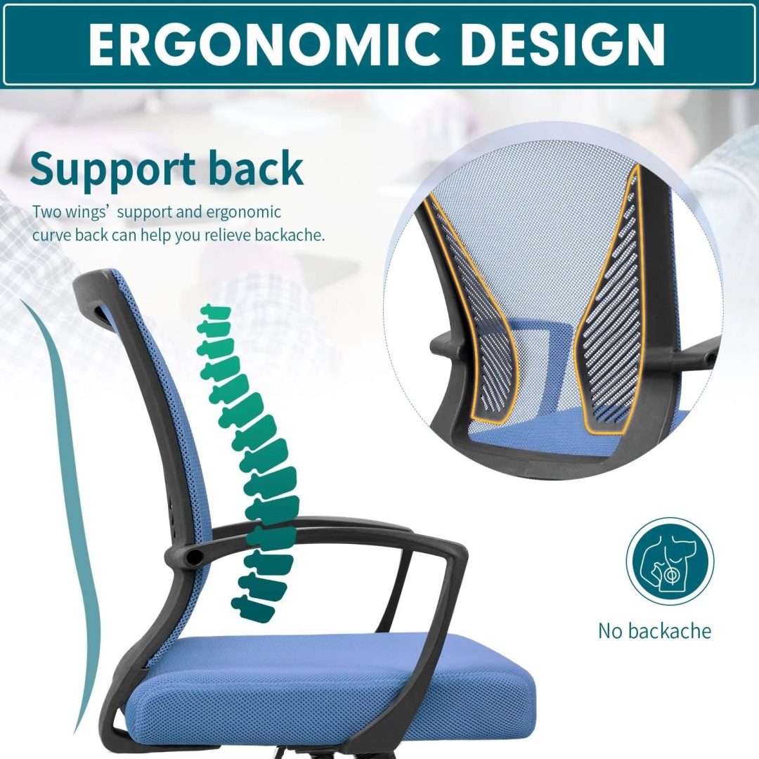 ZenVora Ergonomic Mesh Office Chair with Lumbar Support, Breathable Computer Desk Chair