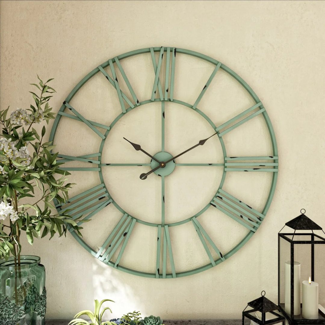 ZenVora Modern Round Metal Wall Clock, Decorative Circular Hanging Clock for Living Room, Bedroom and Office