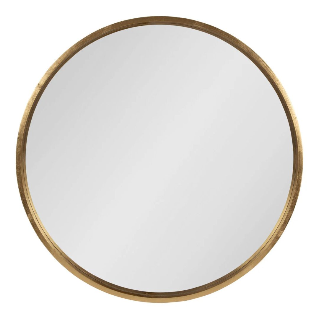 ZenVora Round Wood Accent Wall Mirror, Modern Decorative Wooden Frame Mirror for Living Room, Bedroom and Entryway
